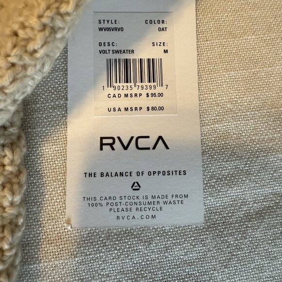 Nwt RVCA Chunky Knit Cream Sweater - Medium - Picture 4 of 6